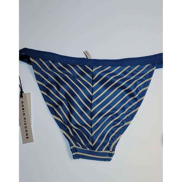 Robin Piccone Bikini Bottom Womens Parker High Weist Blue/White Stripeed - Picture 8 of 9